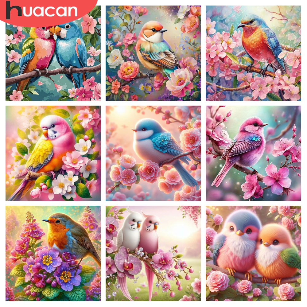 Resin Art With Rose - HUACAN Pittura Diamante Uccello Fiore Animale