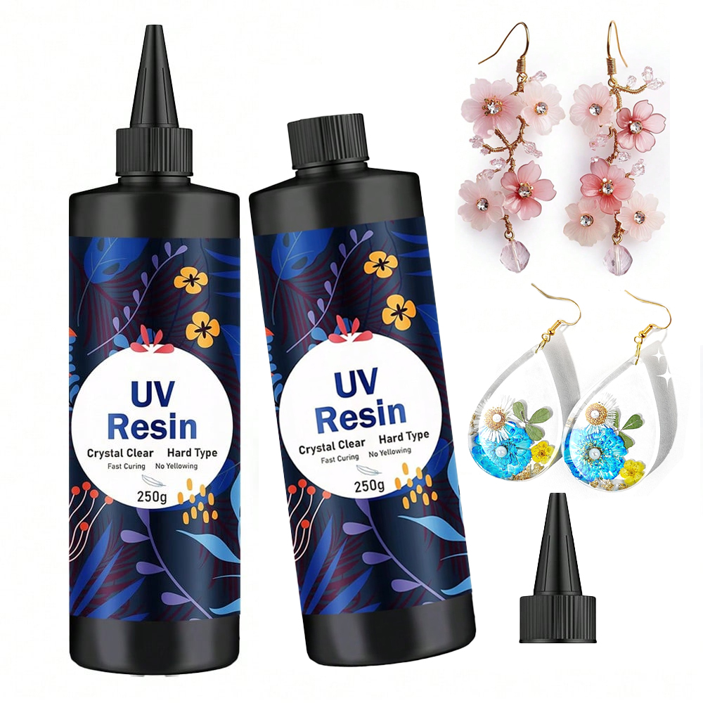 Uv Resin Clear Hard - Resina UV Trasparente 250g/500g, Colla Dura