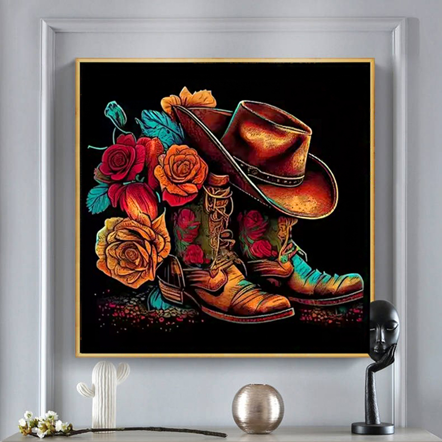 Resin Art With Rose - Cappello da cowboy Stivali Kit di