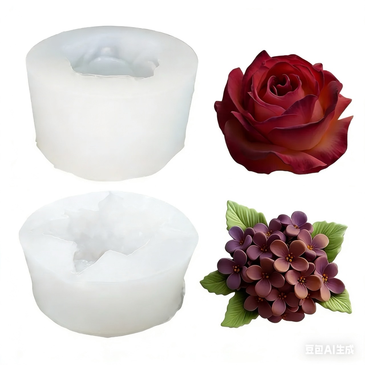 Resin Art With Rose - 2 pezzi di stampi in silicone